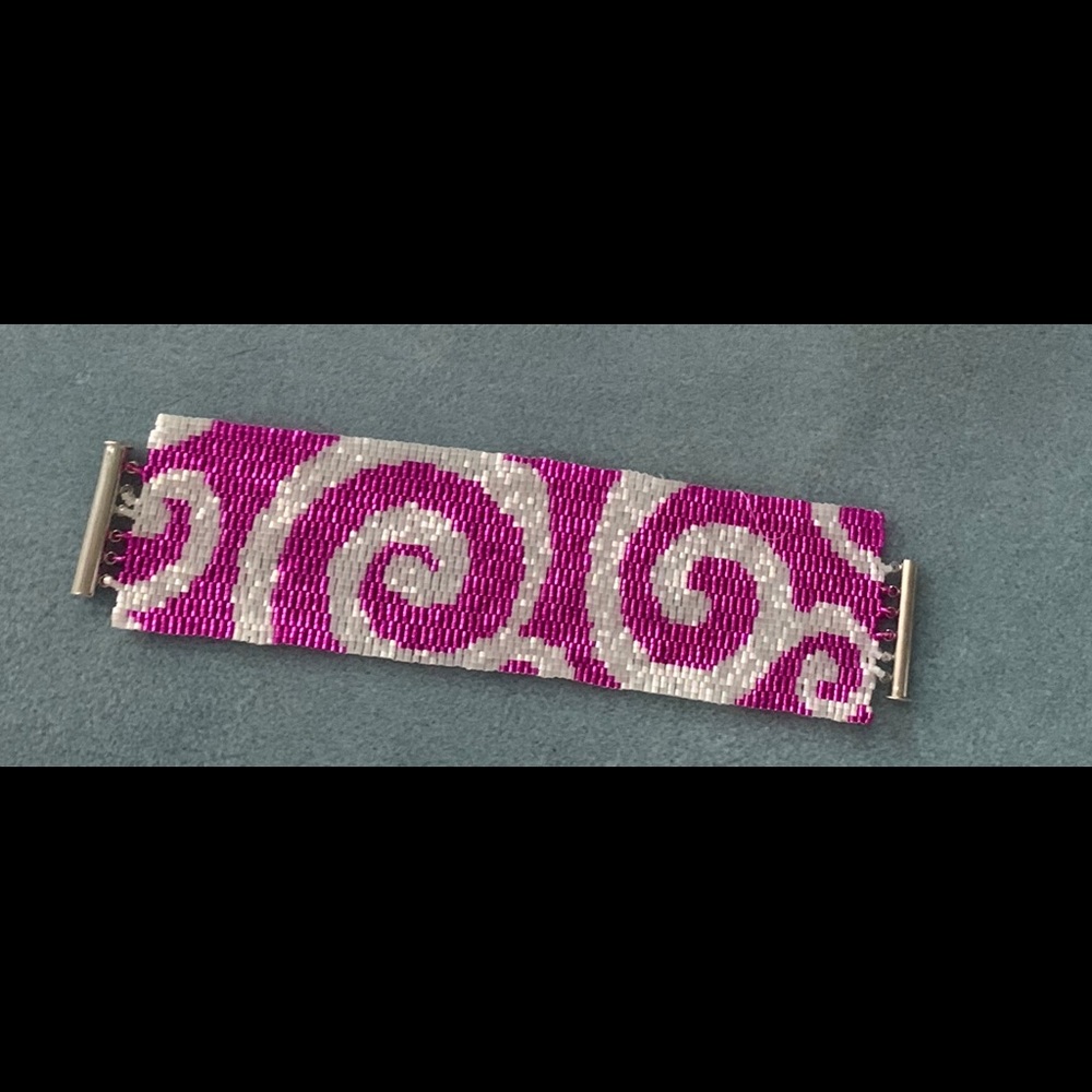 A beaded peyote swirl bracelet